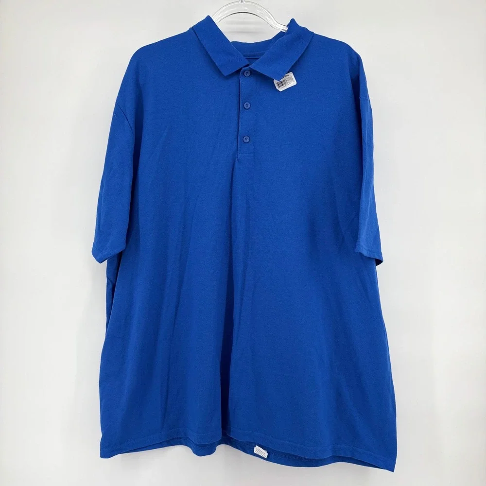 Gildan‎ DryBlend Polo Shirt 2XL Blue Short Sleeve Pique Knit Mens